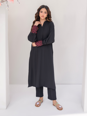 Black boski linen two piece dress for women,casual and intimate gathering wear.