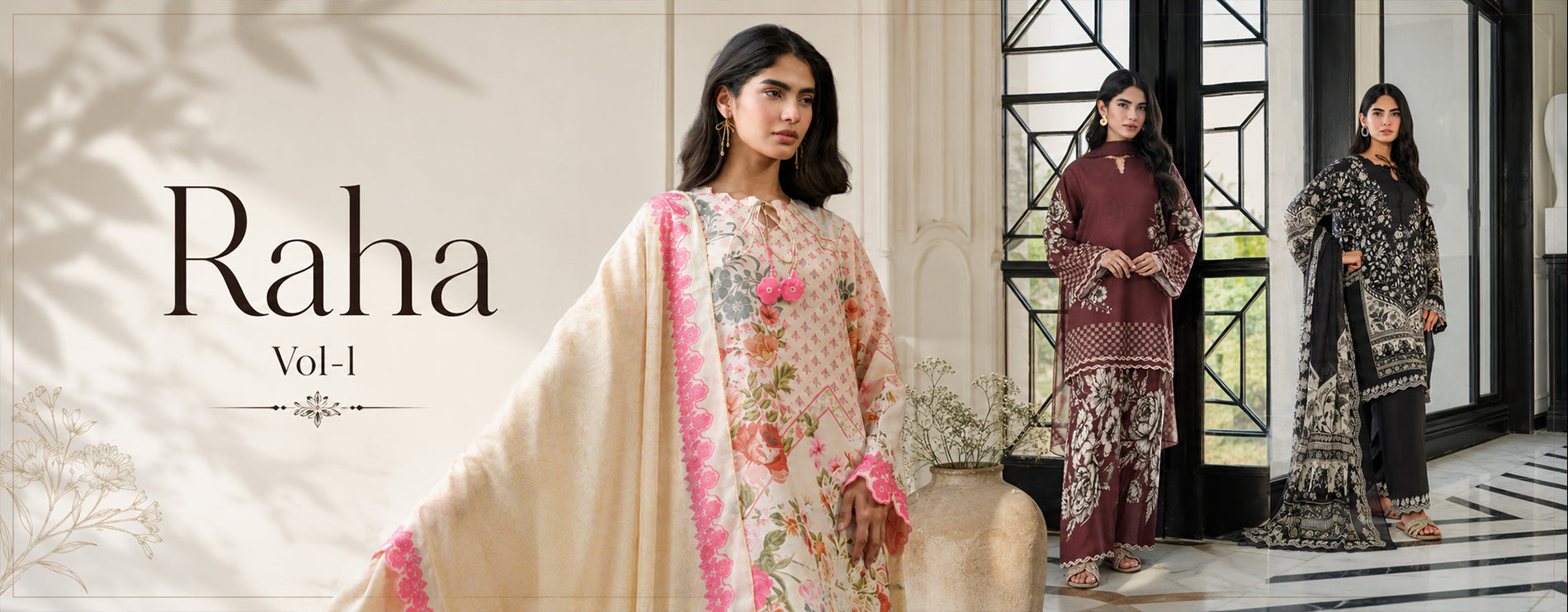 Raha Vol I designer Swiss lawn co-ord set collection by Minash Clothing, women's wear online in Pakistan  