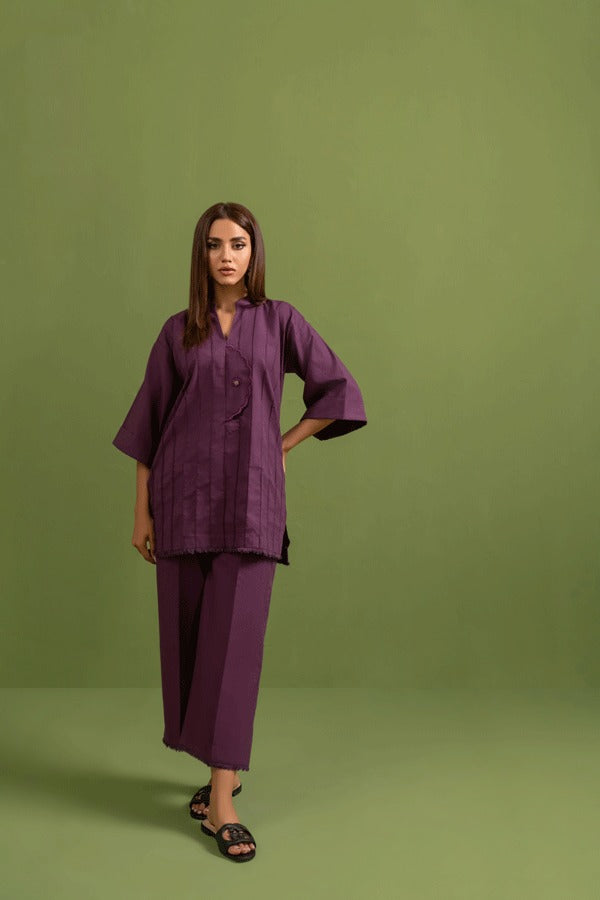 Women Drop Shoulder Co-ord Set in Plum Black