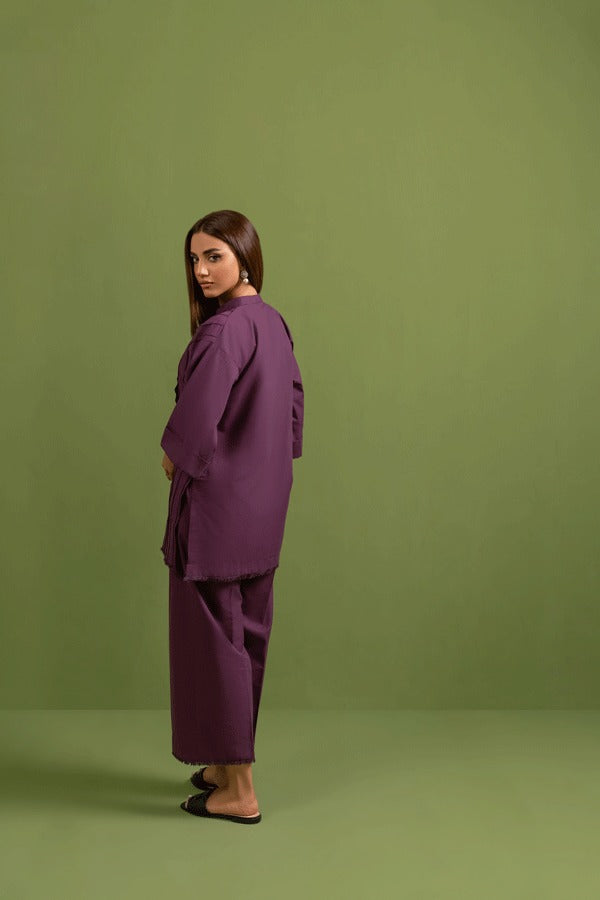 Women Drop Shoulder Co-ord Set in Plum Black