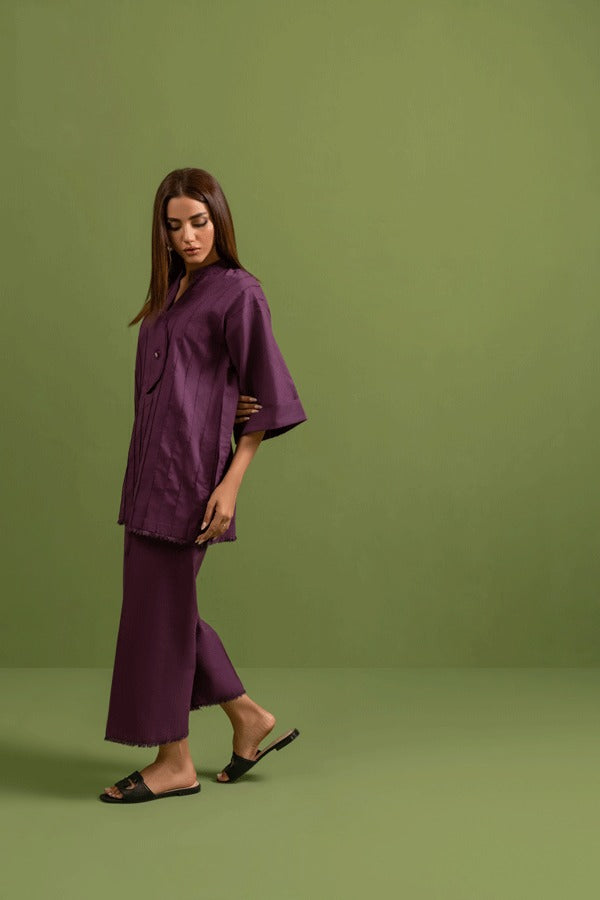 Women Drop Shoulder Co-ord Set in Plum Black