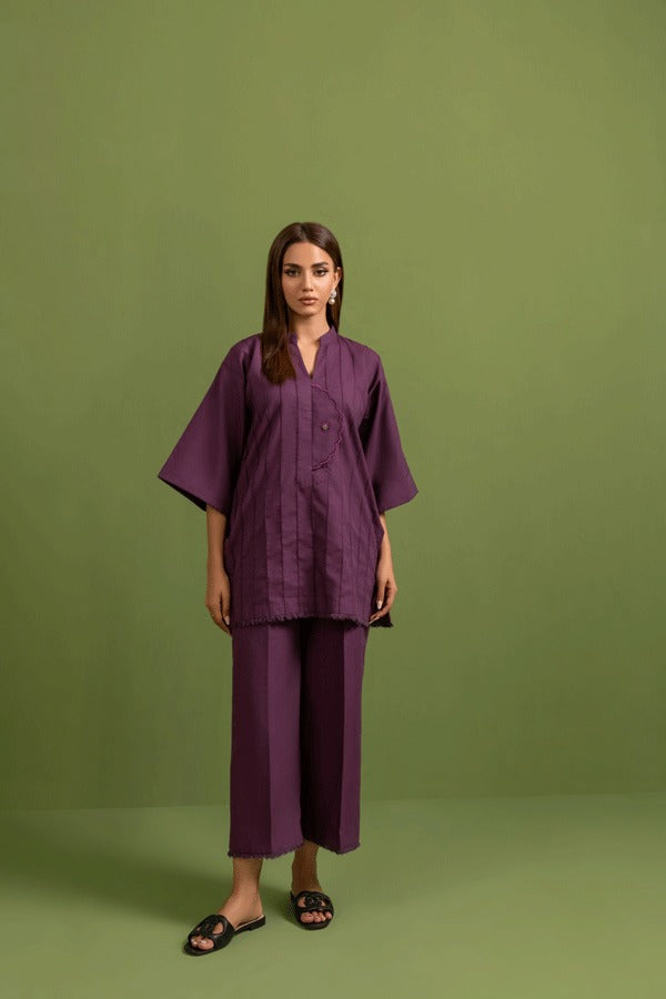 Women Drop Shoulder Co-ord Set in Plum Black