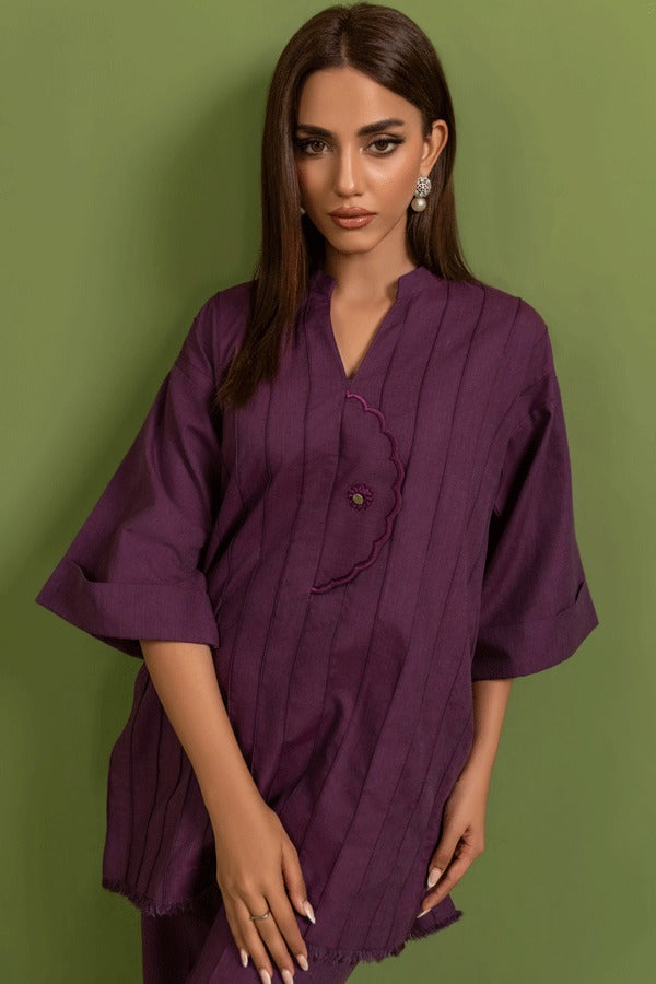 Women Drop Shoulder Co-ord Set in Plum Black