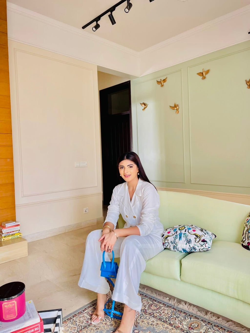 Women's Double Fleece White Blazer Set