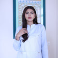 Women's Double Pocket Ice Blue Blazer Set