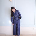 Women's Double Fleece Denim Blue Blazer Set